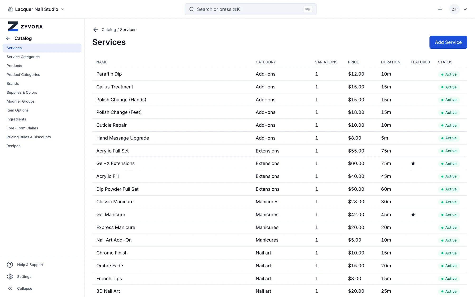Service catalog